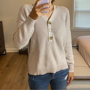 Rachel Zoe Blush Button Up V-Neck Sweater Size M